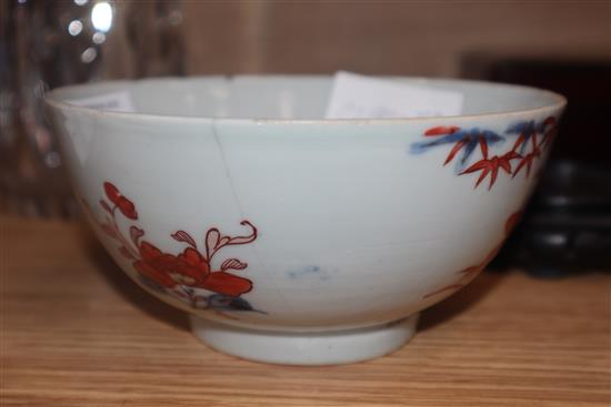 A late 18th century Chinese Imari small bowl, decorated with flowers, together with a group of assorted 18th century and later Chinese